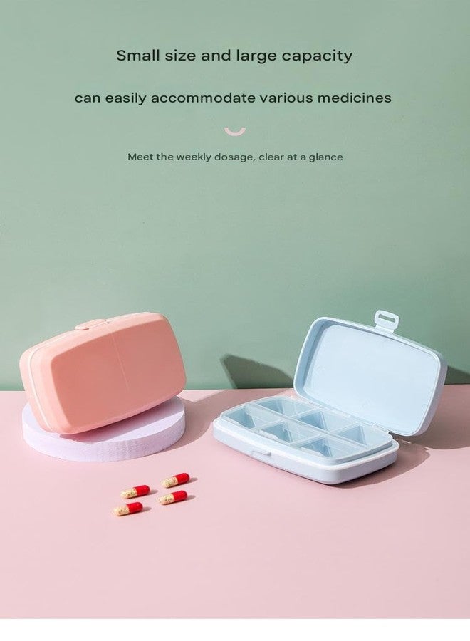 Shrux علبة حبوب محمولة من شروكس، علبة تنظيم حبوب سفر مستطيلة الشكل بستة أقسام، منظم أدوية يومي بغطاء محكم الإغلاق، مصنوعة من بلاستيك خالٍ من مادة BPA، علبة تخزين حبوب صغيرة للجيب للطوارئ - قطعة واحدة - Image 3